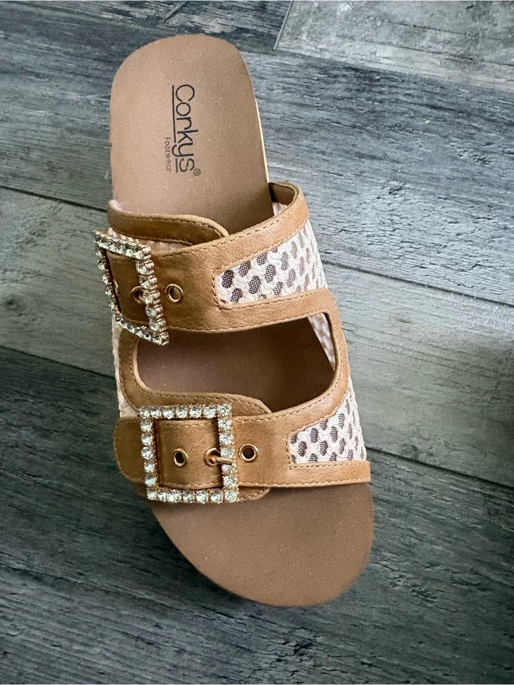 Corkys Cream Crochet Wedge Sandals NEVER WORN
